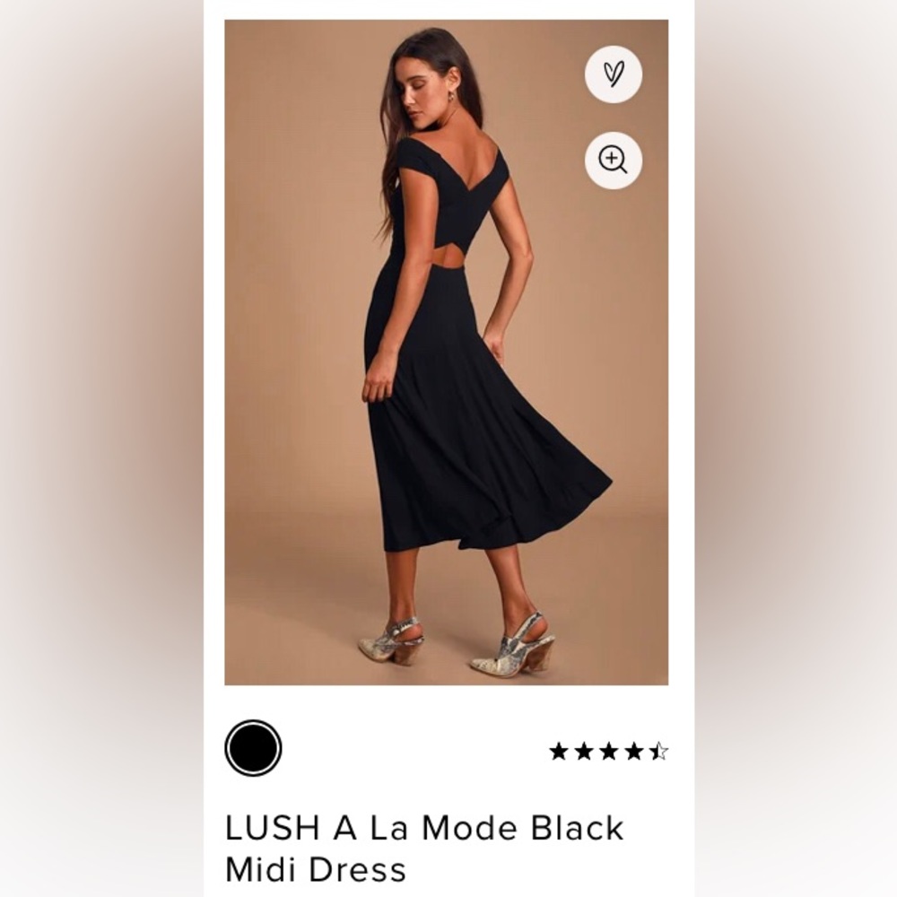 Lulu's Elegant Black Midi Dress